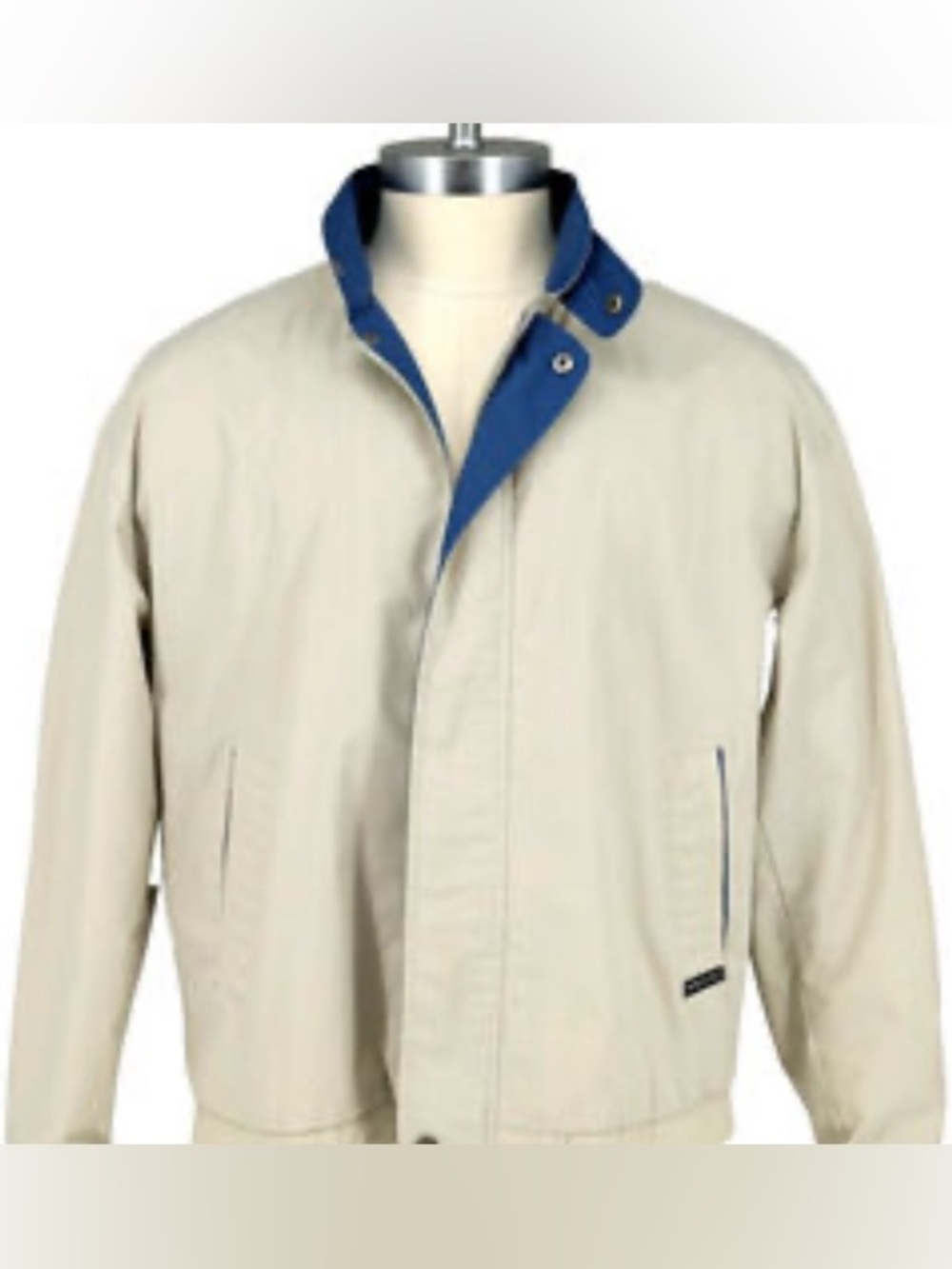 Vintage “Members Only” Beige Bombers Jacket with Blue Trim sizeXL